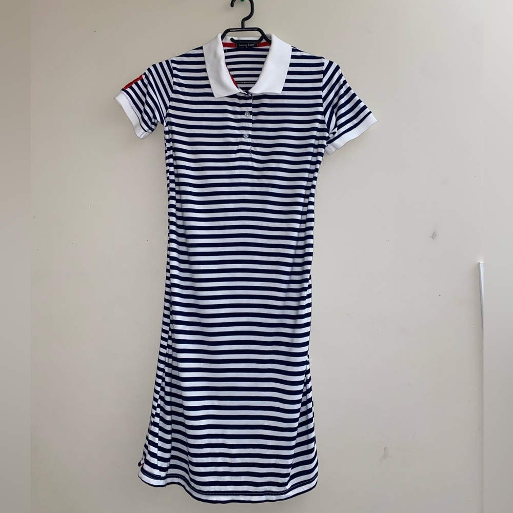 Navy and white Striped Shirt Dress